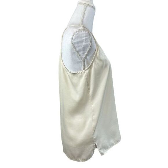 Ro & De Anthropologie Women's M Ivory Silky Cami Tank Top with Spaghetti Straps - Picture 2 of 7